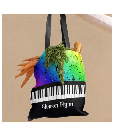 Personalized Name Piano Key Music Note Glitter Purple Handbag Gift Bags Christmas Treat Bags Rainbow $14.39 Totes