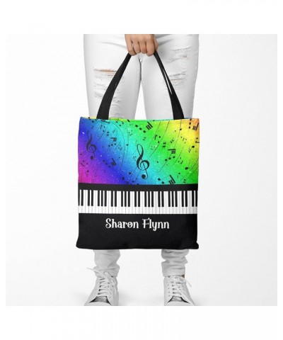 Personalized Name Piano Key Music Note Glitter Purple Handbag Gift Bags Christmas Treat Bags Rainbow $14.39 Totes