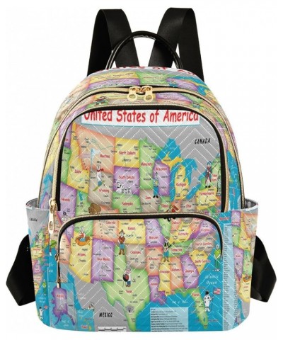 Fashion Backpack Mini Backpack Purse Casual Daily Backpack American Map for Travel for College Work Small $20.89 Backpacks