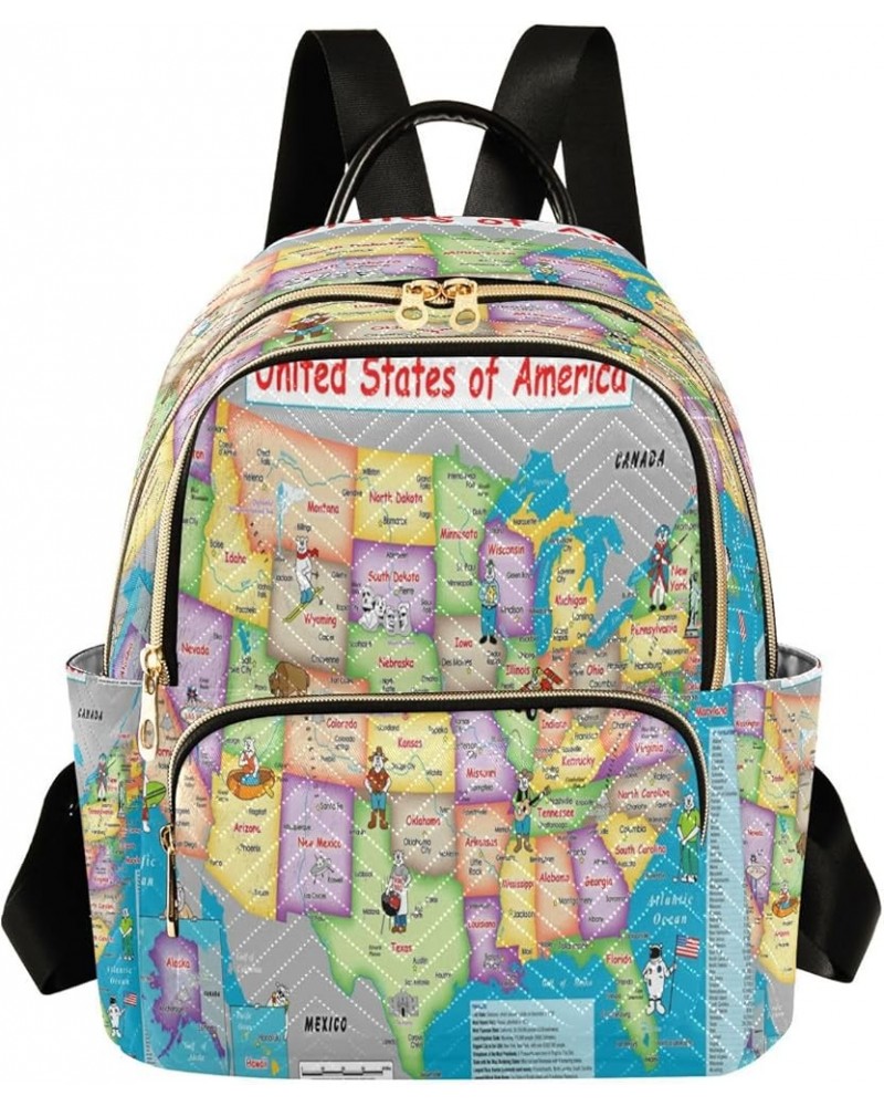 Fashion Backpack Mini Backpack Purse Casual Daily Backpack American Map for Travel for College Work Small $20.89 Backpacks