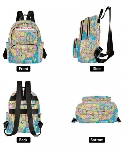 Fashion Backpack Mini Backpack Purse Casual Daily Backpack American Map for Travel for College Work Small $20.89 Backpacks