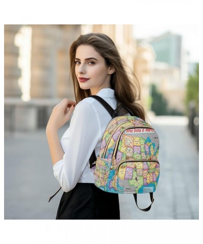 Fashion Backpack Mini Backpack Purse Casual Daily Backpack American Map for Travel for College Work Small $20.89 Backpacks