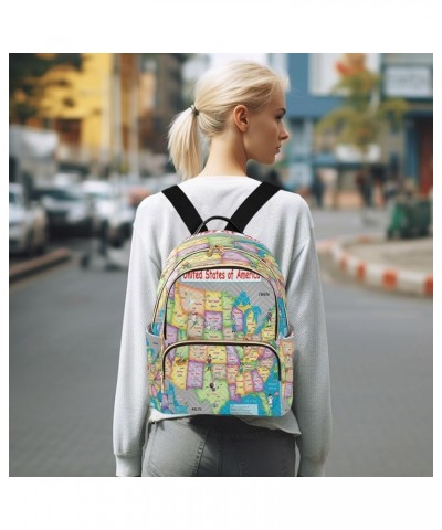 Fashion Backpack Mini Backpack Purse Casual Daily Backpack American Map for Travel for College Work Small $20.89 Backpacks