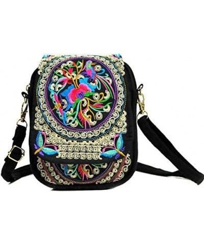 Chic Women Embroidered Canvas Shoulder Bag Ladies Small Crossbody Bags Multi-Function Bohemian Handbag Red Peony $23.46 Shoul...