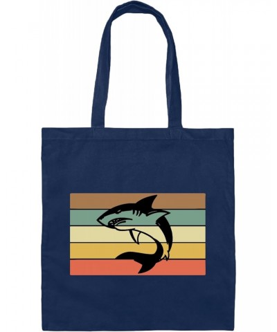 Neon Sign Home Decor Gift Idea for Shark Lovers Men Women Navy Black Multicolor Canvas Tote Bag $15.07 Totes