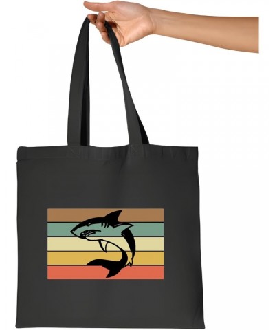 Neon Sign Home Decor Gift Idea for Shark Lovers Men Women Navy Black Multicolor Canvas Tote Bag $15.07 Totes