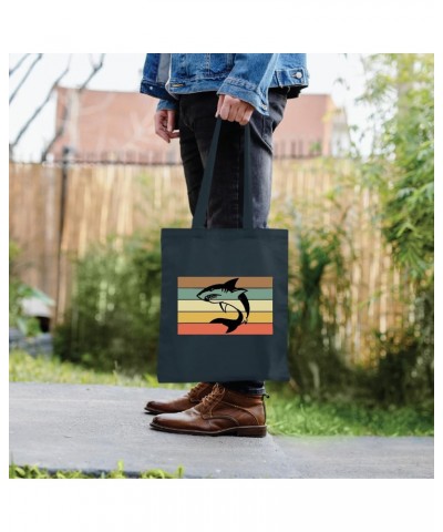 Neon Sign Home Decor Gift Idea for Shark Lovers Men Women Navy Black Multicolor Canvas Tote Bag $15.07 Totes