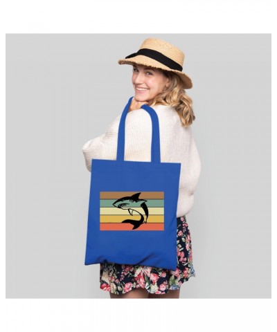 Neon Sign Home Decor Gift Idea for Shark Lovers Men Women Navy Black Multicolor Canvas Tote Bag $15.07 Totes