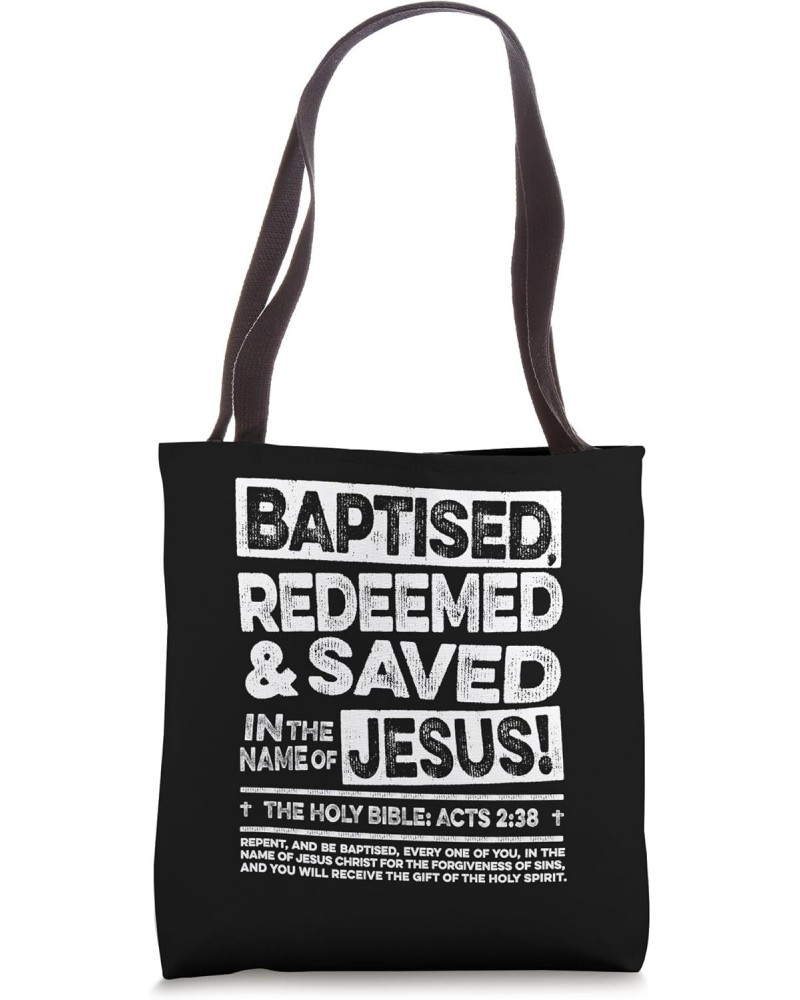 Baptised Saved Idea, Redeemed Jesus Baptism in Pool of Water Tote Bag $14.31 Totes