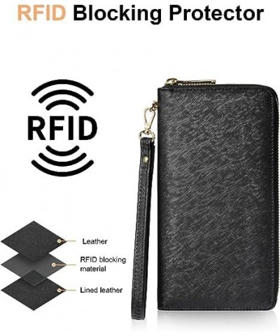 Womens Wallet Leather RFID Blocking Purse Credit Card Clutch Ch Black $10.56 Wallets