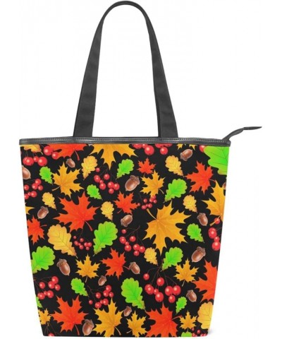 Canvas Tote Bag for Women with Zipper,Canvas Tote Bag Women Tote Purse Work Handbag Autumn 3 $14.55 Totes