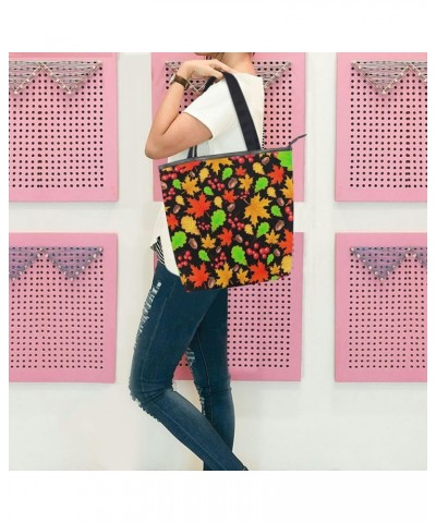 Canvas Tote Bag for Women with Zipper,Canvas Tote Bag Women Tote Purse Work Handbag Autumn 3 $14.55 Totes