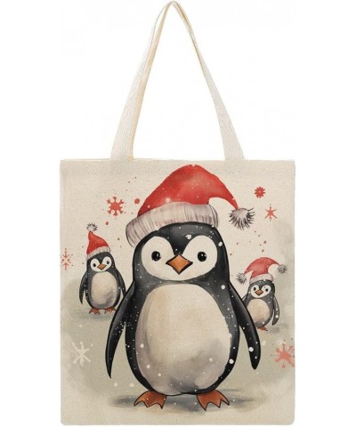 Canvas Tote Bag Penguin Christmas Beach Bags Gift for Baby Boy Girl Funny Canvas Tote Bags for Shopping Beach Totebag-2 $10.3...