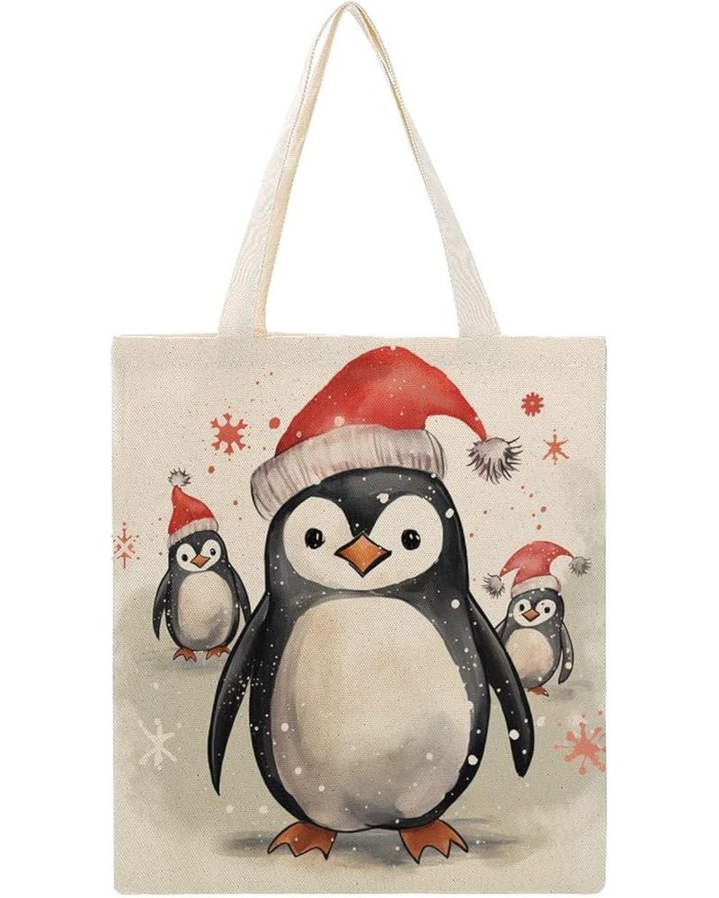 Canvas Tote Bag Penguin Christmas Beach Bags Gift for Baby Boy Girl Funny Canvas Tote Bags for Shopping Beach Totebag-2 $10.3...