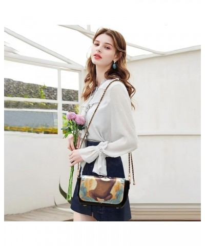 Cute Sloth Leather Crossbody Bag for Women Small Handbag with Chain Strap, Flip-Top Crossbody Purse $18.40 Crossbody Bags