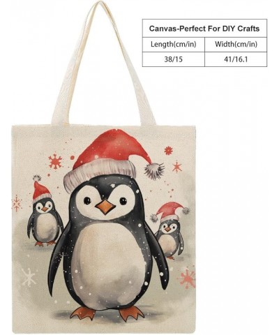 Canvas Tote Bag Penguin Christmas Beach Bags Gift for Baby Boy Girl Funny Canvas Tote Bags for Shopping Beach Totebag-2 $10.3...