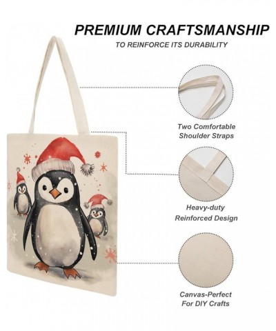 Canvas Tote Bag Penguin Christmas Beach Bags Gift for Baby Boy Girl Funny Canvas Tote Bags for Shopping Beach Totebag-2 $10.3...