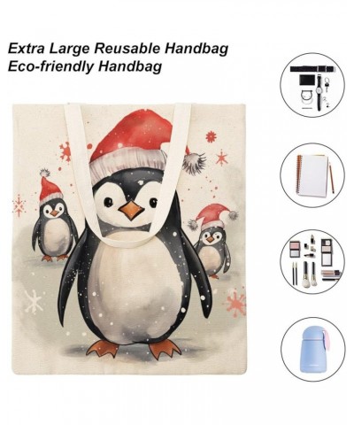 Canvas Tote Bag Penguin Christmas Beach Bags Gift for Baby Boy Girl Funny Canvas Tote Bags for Shopping Beach Totebag-2 $10.3...