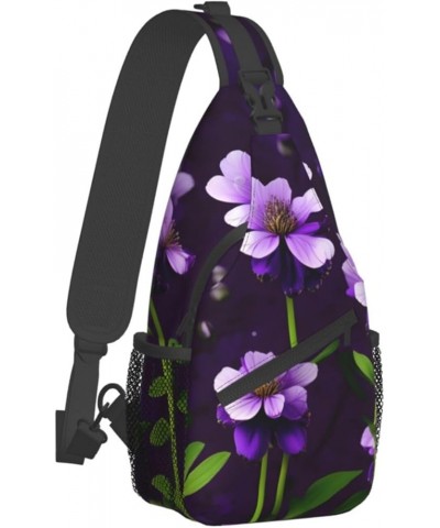 Blue Odonata Pattern Crossbody Bag Chest Shoulder Bag Small Casual Backpack Suitable For Women Men Hiking Blooming Purple Flo...