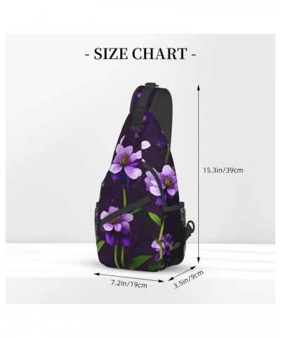 Blue Odonata Pattern Crossbody Bag Chest Shoulder Bag Small Casual Backpack Suitable For Women Men Hiking Blooming Purple Flo...