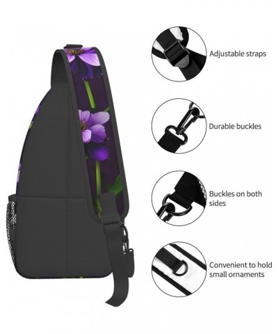 Blue Odonata Pattern Crossbody Bag Chest Shoulder Bag Small Casual Backpack Suitable For Women Men Hiking Blooming Purple Flo...