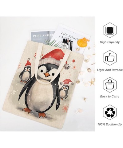 Canvas Tote Bag Penguin Christmas Beach Bags Gift for Baby Boy Girl Funny Canvas Tote Bags for Shopping Beach Totebag-2 $10.3...