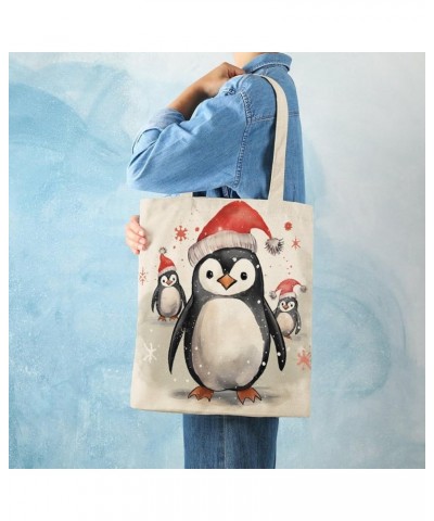 Canvas Tote Bag Penguin Christmas Beach Bags Gift for Baby Boy Girl Funny Canvas Tote Bags for Shopping Beach Totebag-2 $10.3...