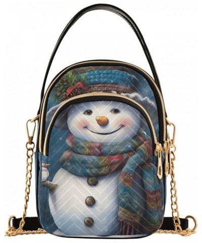 Lemon Slices on Blue Crossbody Bags for Women Chain Crossbody Bag Snowman With Hat and Scarf $14.40 Shoulder Bags