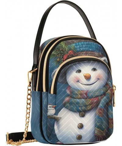 Lemon Slices on Blue Crossbody Bags for Women Chain Crossbody Bag Snowman With Hat and Scarf $14.40 Shoulder Bags