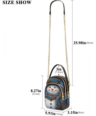 Lemon Slices on Blue Crossbody Bags for Women Chain Crossbody Bag Snowman With Hat and Scarf $14.40 Shoulder Bags