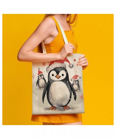 Canvas Tote Bag Penguin Christmas Beach Bags Gift for Baby Boy Girl Funny Canvas Tote Bags for Shopping Beach Totebag-2 $10.3...