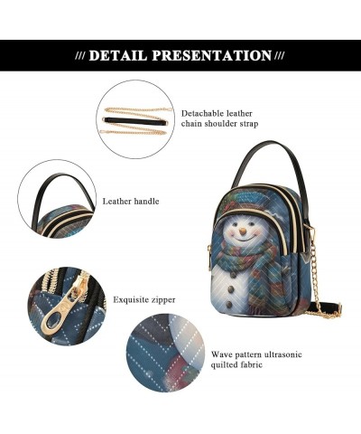 Lemon Slices on Blue Crossbody Bags for Women Chain Crossbody Bag Snowman With Hat and Scarf $14.40 Shoulder Bags