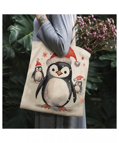 Canvas Tote Bag Penguin Christmas Beach Bags Gift for Baby Boy Girl Funny Canvas Tote Bags for Shopping Beach Totebag-2 $10.3...