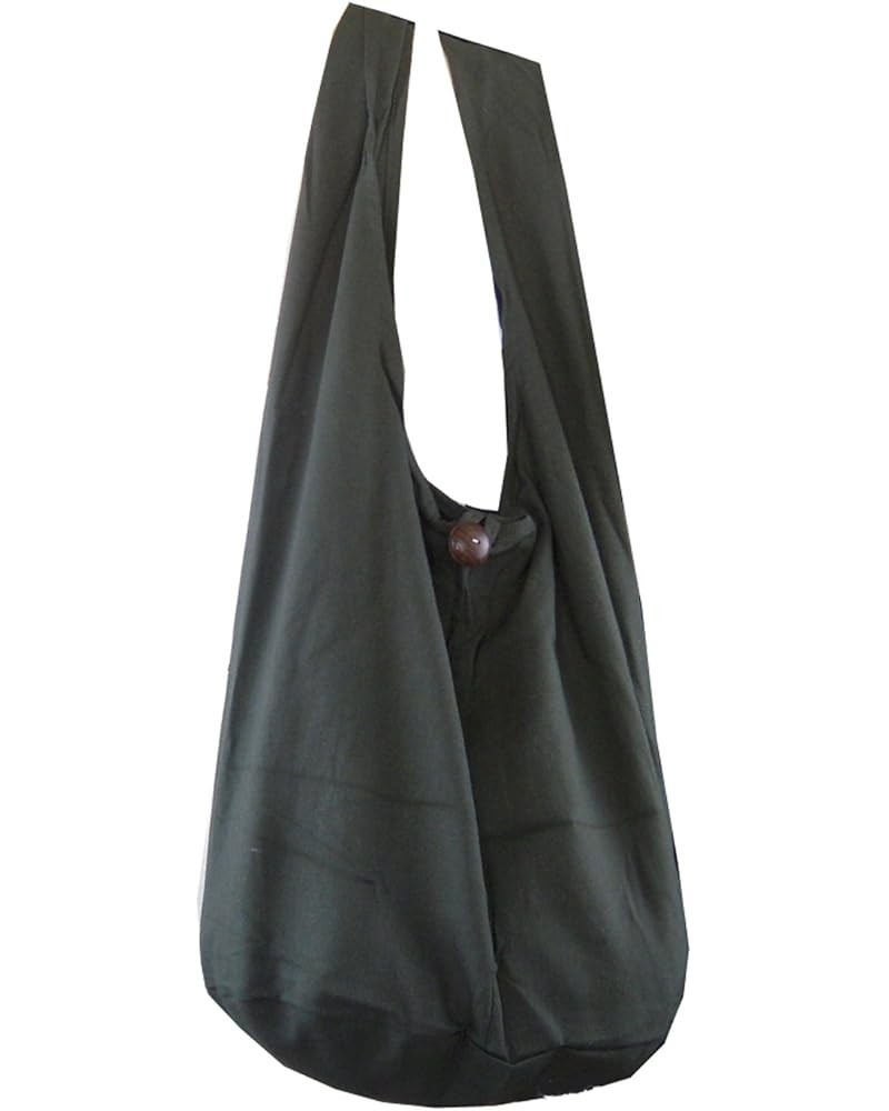 BTP! Thai Monk Buddha Cotton Sling Crossbody Messenger Bag Purse Hippie Hobo Solid Large Grey Xl6 $14.57 Hobo Bags