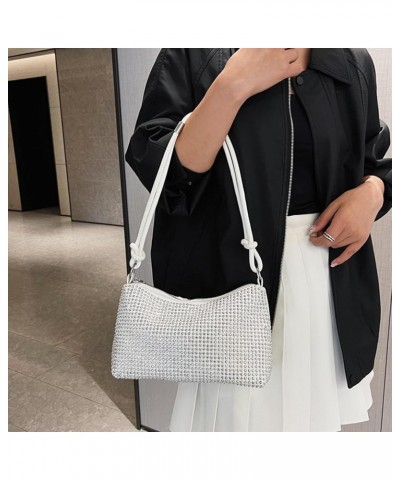 Light diamond bag fashion simple shoulder underarm bag leisure commute small square bag Beige Pink $22.68 Totes