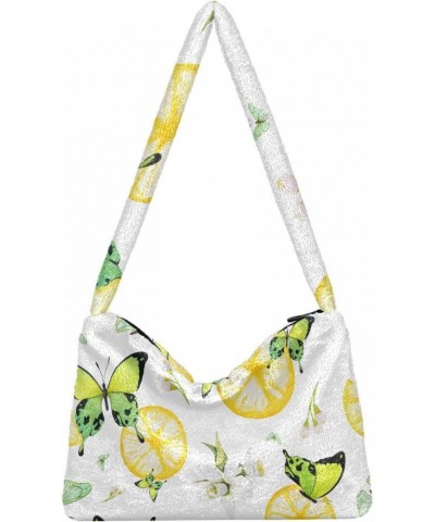 Fruit Women Boho Handbag Lemon Slice Flower Butterfly Underarm Bag Tote Bag Shoulder Bag Crossbody Bag Fluffy Cell Phone Purs...