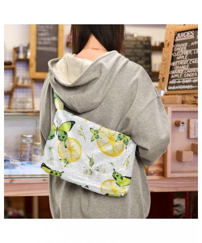 Fruit Women Boho Handbag Lemon Slice Flower Butterfly Underarm Bag Tote Bag Shoulder Bag Crossbody Bag Fluffy Cell Phone Purs...