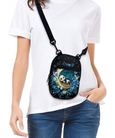 Women Messenger Bag Mini Cross-Body Cell Phone Purse Shoulder Strap Wallet Pouch Bag Girls Crossbody Bag Panda Moon Flower $9...