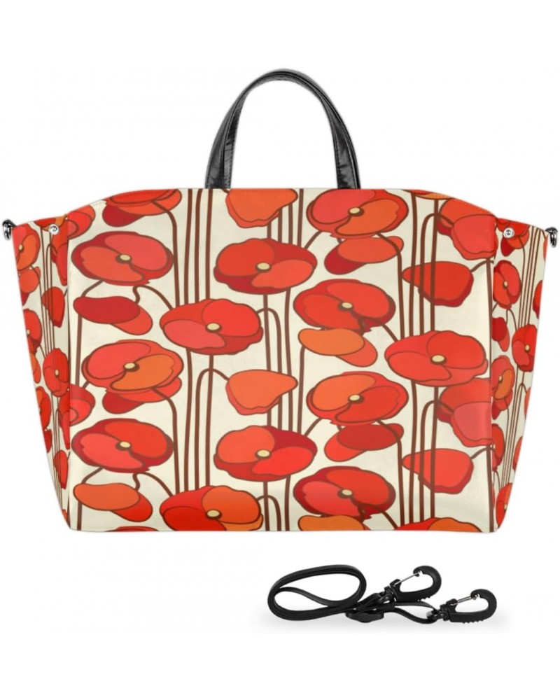 Poppy Flower Abstract Large Tote Bag Women Should Bag Extra Large Tote Bags Waterproof Big Crossbody Tote Bag with inner Pock...