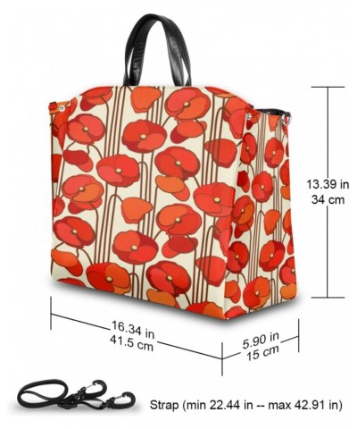 Poppy Flower Abstract Large Tote Bag Women Should Bag Extra Large Tote Bags Waterproof Big Crossbody Tote Bag with inner Pock...