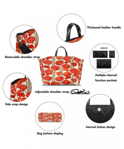 Poppy Flower Abstract Large Tote Bag Women Should Bag Extra Large Tote Bags Waterproof Big Crossbody Tote Bag with inner Pock...