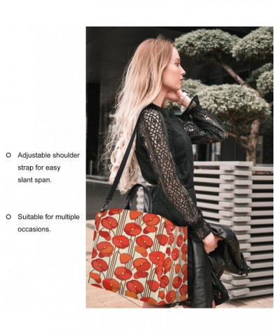 Poppy Flower Abstract Large Tote Bag Women Should Bag Extra Large Tote Bags Waterproof Big Crossbody Tote Bag with inner Pock...