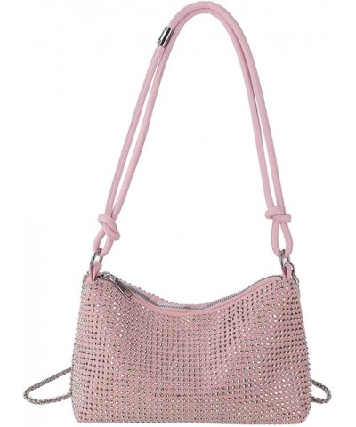 Light diamond bag fashion simple shoulder underarm bag leisure commute small square bag Beige Pink $22.68 Totes