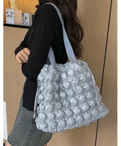 Trendy Cloud Bag for Women Puffer Quilted Hobo Shoulder Bag Satchel Purse Tote Handbag Large Capacity Blue Grey $17.18 Totes