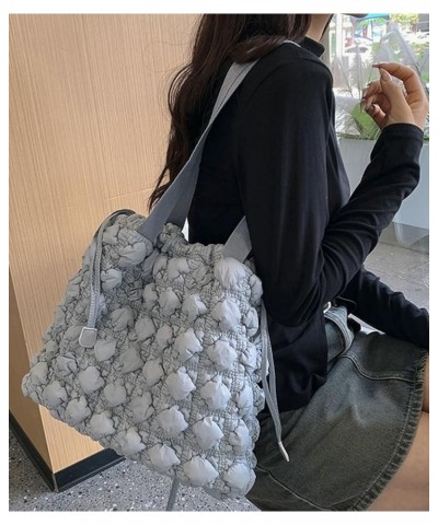 Trendy Cloud Bag for Women Puffer Quilted Hobo Shoulder Bag Satchel Purse Tote Handbag Large Capacity Blue Grey $17.18 Totes