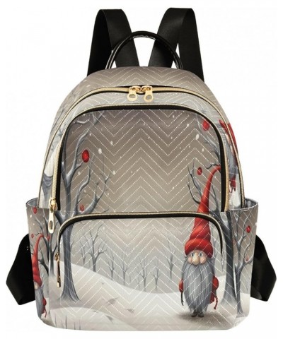 Gnome Snowy Quilted Backpack for Women Travel Bag Shoulder Bags Purses for Daily Nurse Work S Small $15.50 Backpacks