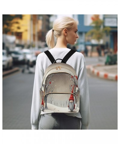 Gnome Snowy Quilted Backpack for Women Travel Bag Shoulder Bags Purses for Daily Nurse Work S Small $15.50 Backpacks