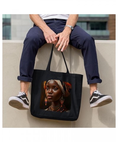 Black Woman Art Canvas Tote Bag - Unique Totes - Gift for Woman White $17.04 Totes