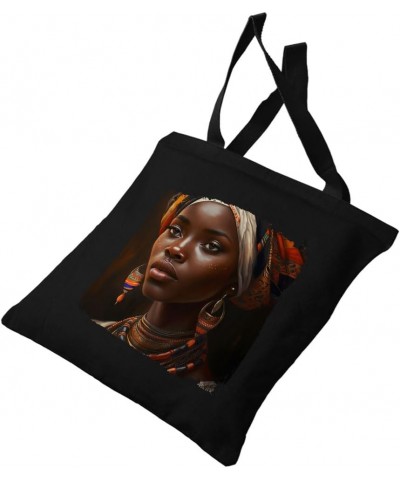 Black Woman Art Canvas Tote Bag - Unique Totes - Gift for Woman White $17.04 Totes