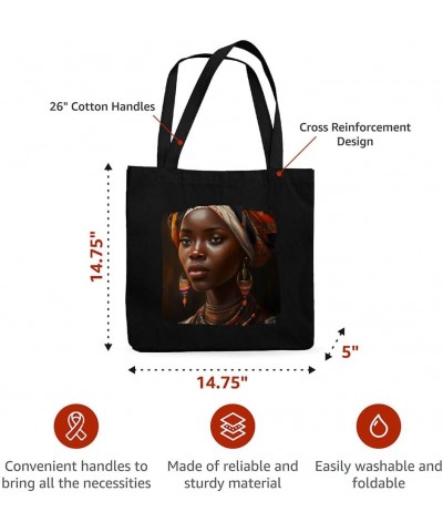 Black Woman Art Canvas Tote Bag - Unique Totes - Gift for Woman White $17.04 Totes